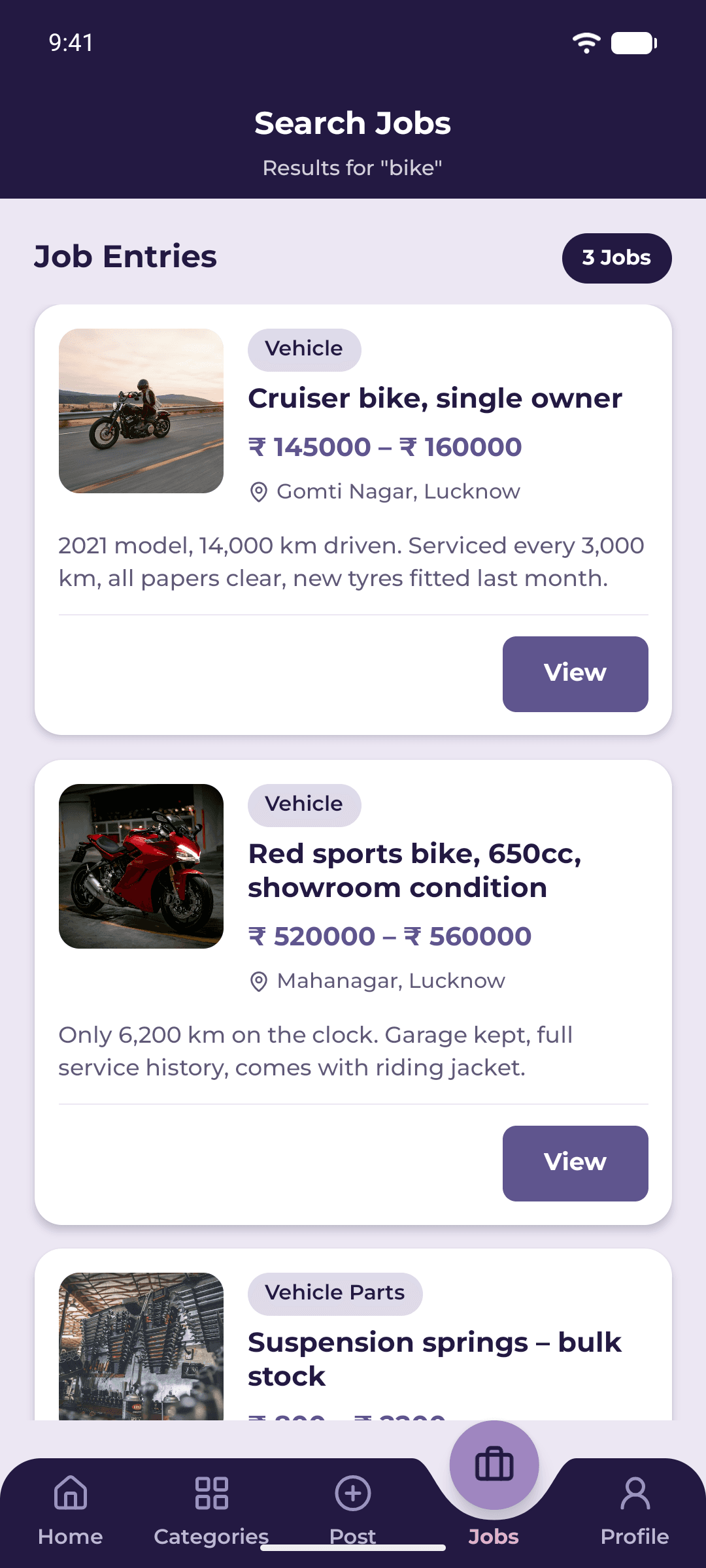 Search results for “bike” with matching listings